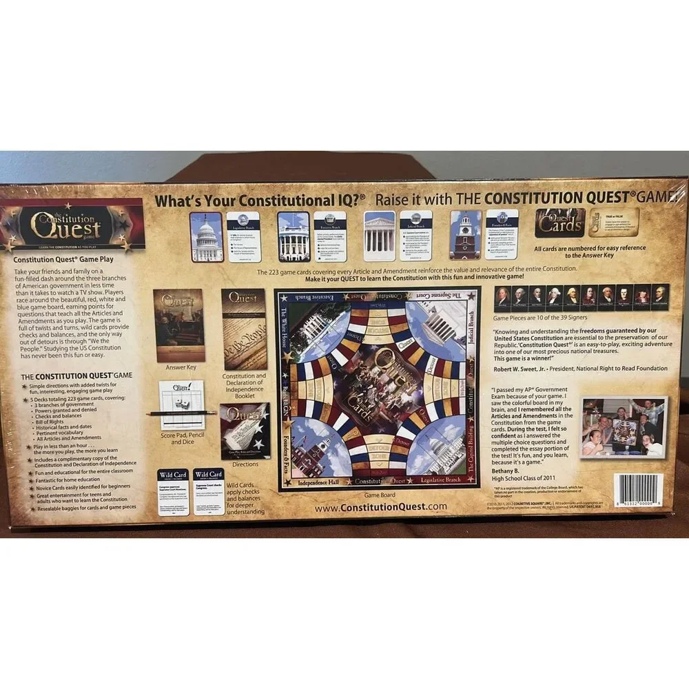 The Constitution QUEST  Board Education Cognitive Square  New Sealed